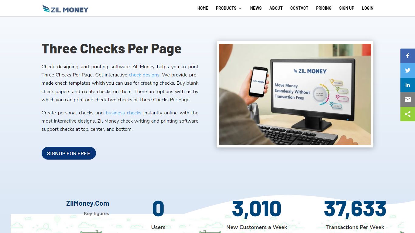 Three Checks Per Page - Create And Print Checks On Blank Check Stock